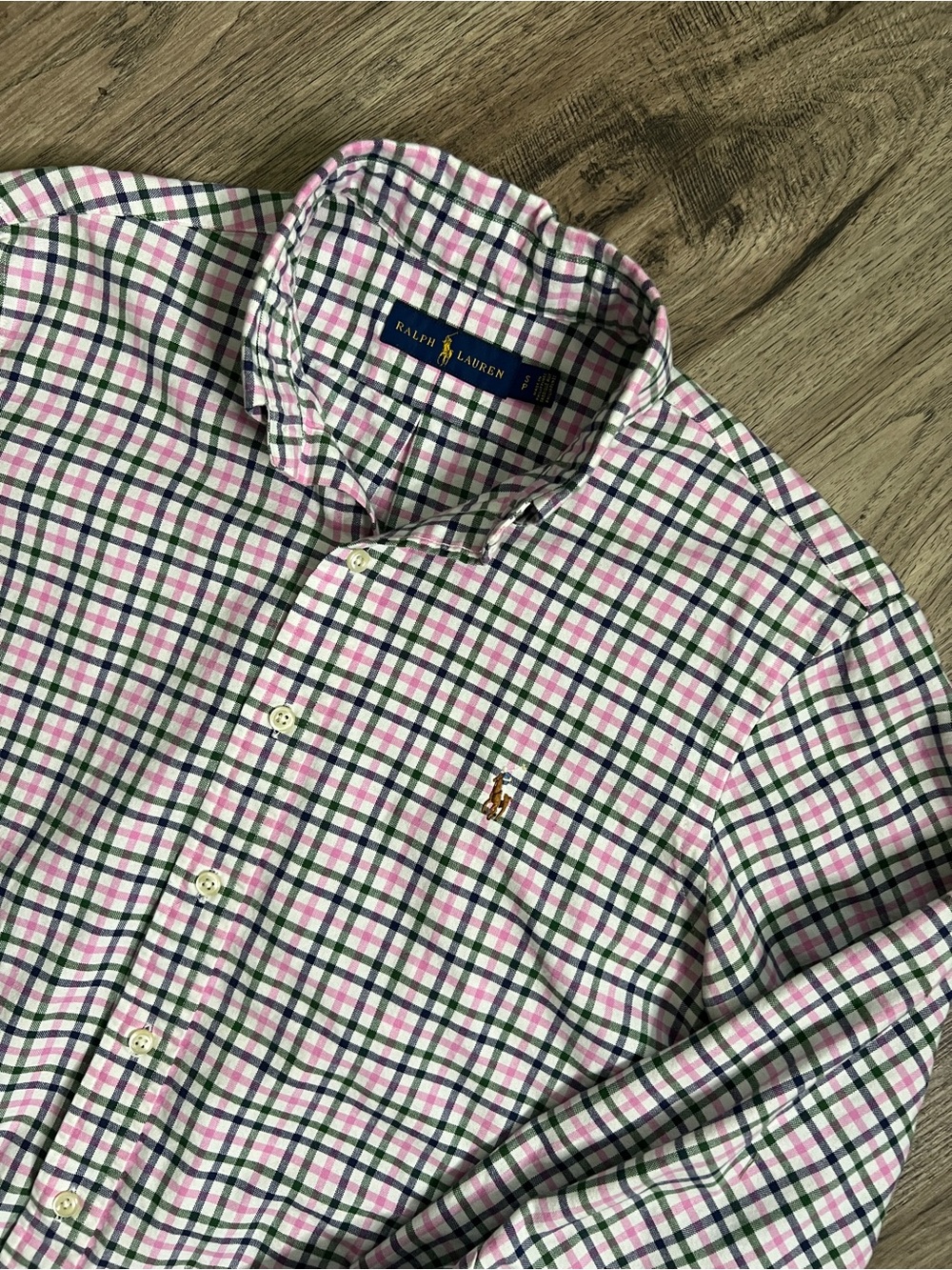 Ralph Lauren Pink & Green Checked Button-Down Shirt